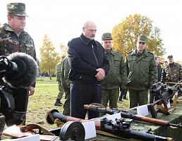 Belarus President Alexander Lukashenko Visits 120th Mechanised Brigade