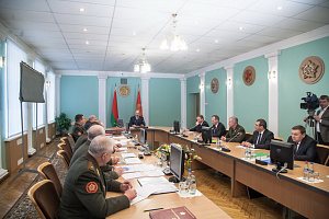 Belarus President Alexander Lukashenko visits the Defence Ministry