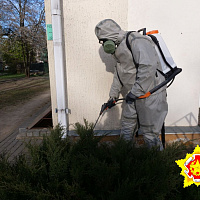 Сводный батальон РХБ защиты произвёл обработку Поликлиники N 1